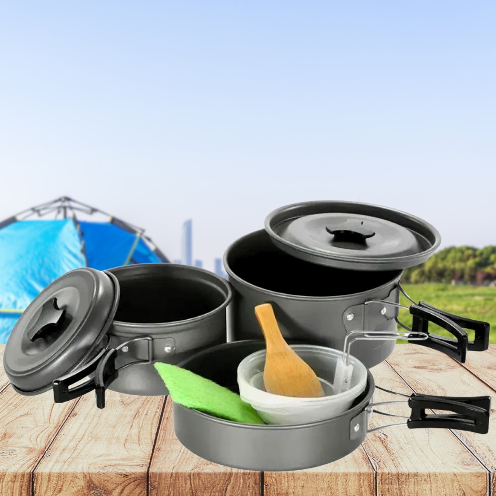 Кемпінговий посуд для багаття на 2 особи Набір посуду туристичний DS-200 Комплект для туризму, фото 1
