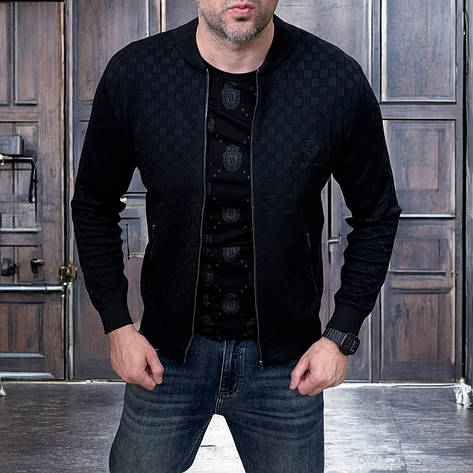 Чоловічий класичний кардиган Loro Piana брендова чоловіча кофта на блискавці чорна, фото 1