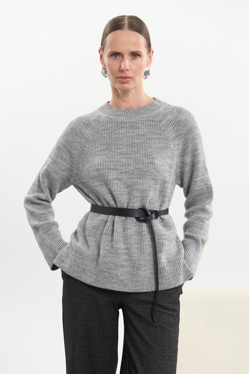 Джемпер жіночий в'язаний м'який теплий однотонний, колір сірий. Модель 2844 Trikobakh