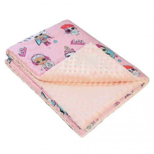 Плед дитячий плюшевий minky Ляльки Персиковий 100х150 см.