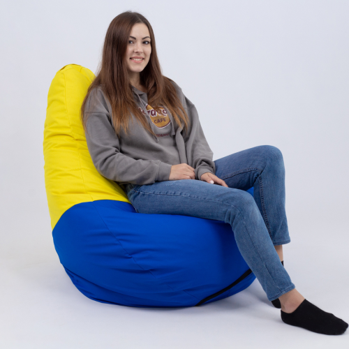 Крісло-груша Синьо-жовта Розмір L — 80х100 см