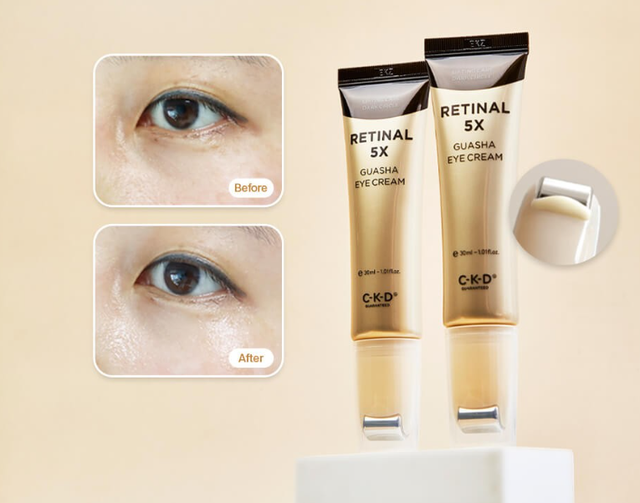 Омолоджувальний крем для повік із ролером CKD Омолоджувальний крем для повік із роликовим масажером CKD Retinal 5X Guasha Eye Cream