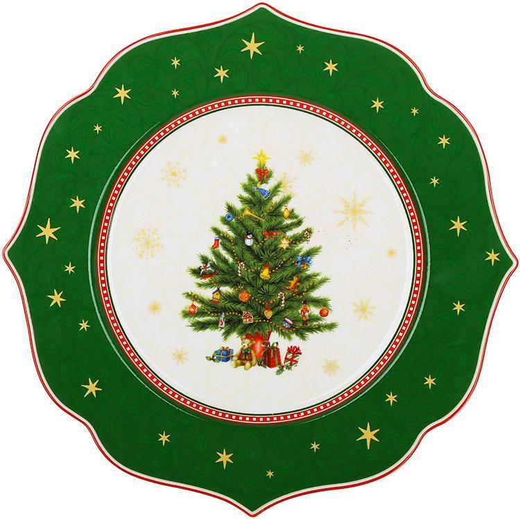 Тарілки порцелянові "Christmas Story" 2 тарілки Ø 27.5 см, зелений із білим, фото 1