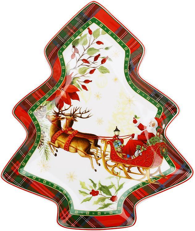 Тарілка сервірувальна порцелянова "Christmas Story" 25х22 см, у формі ялинки, фото 1