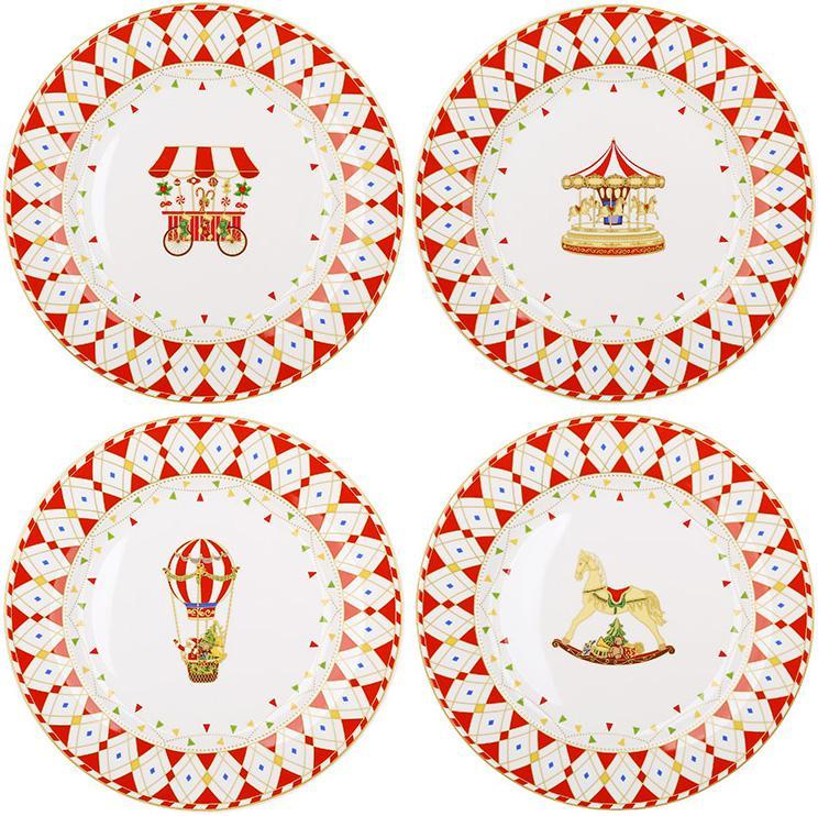 Набір 4 десертні тарілки "Зимова Казка" Ø19 см, порцеляна, фото 1