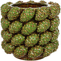 Ваза порцелянова "Сones" Ø18х16 см із рельєфним декором зелені шишки