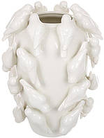 Ваза порцелянова "White Birds" Ø 19х24 см із рельєфним декором білі птахи