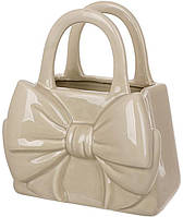 Ваза керамічна "Бежевий Бант" 20х12х22.5 см, у формі сумочки