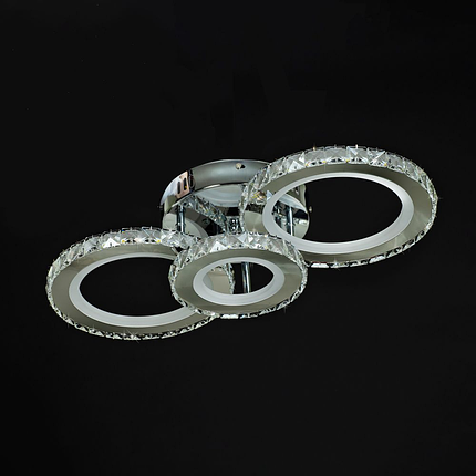 Сучасна LED люстра з кристалами 106Вт – стельовий світильник з кільцями, фото 1