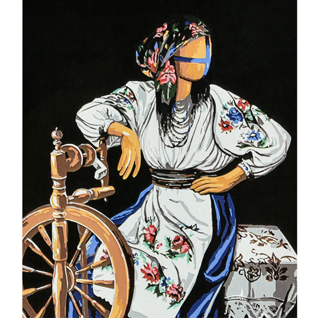 Картина за номерами Патріотична Пряля на чорному фоні 40х50 см Strateg (AH1151), фото 1