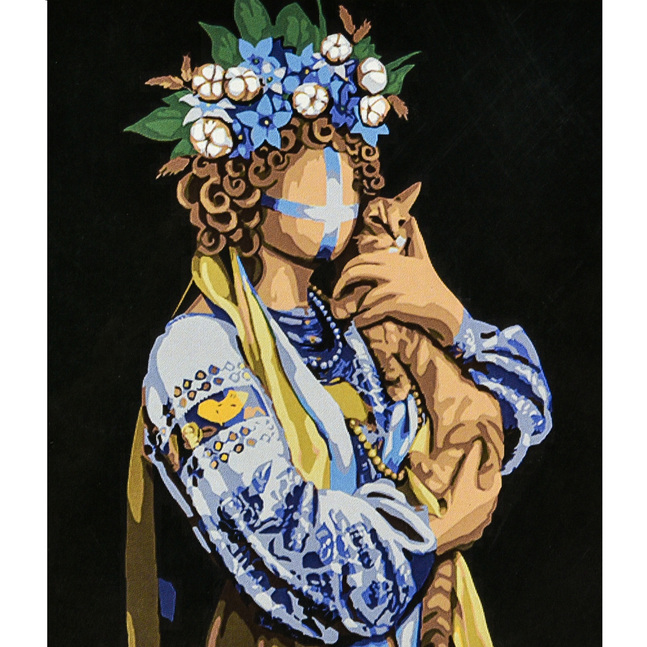 Картина за номерами Патріотична Пригорнута на чорному фоні 40х50 см Strateg (AH1147), фото 1