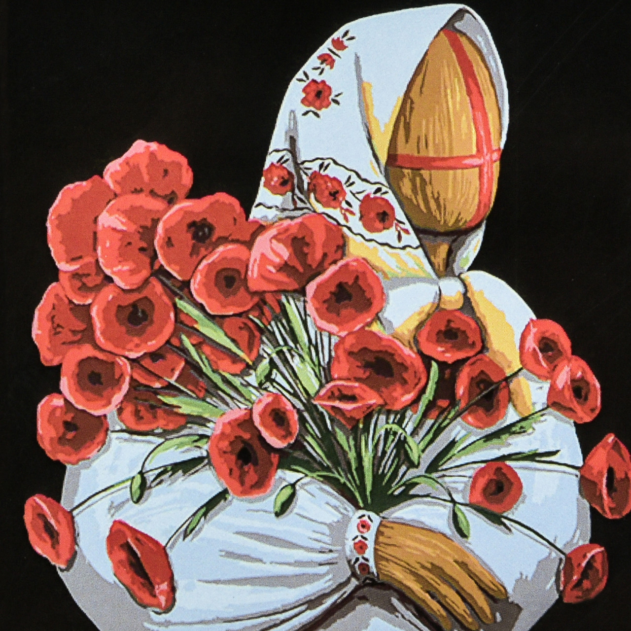 Картина за номерами Патріотична Маковія на чорному фоні 40х40 см Strateg (AV4040-91), фото 1