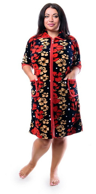 Женский велюровый халат домашний-Турция - фото 2 - id-p480564611