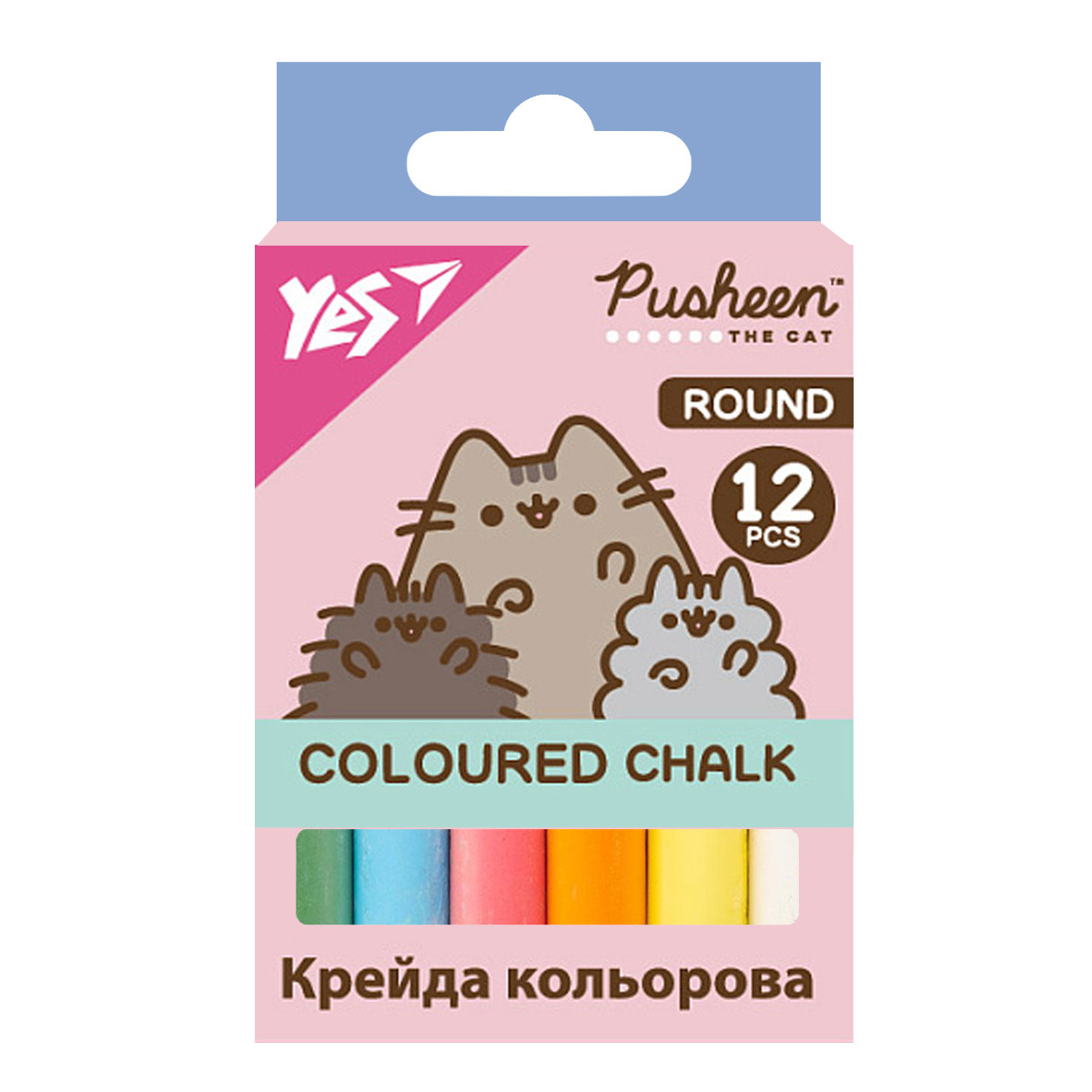 Крейда кольорова Yes Pusheen 12 штук кругла (400556), фото 1