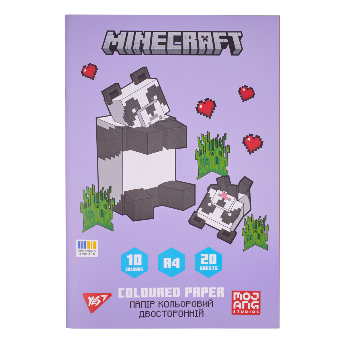 Папір кольоровий двосторонній Yes Minecraft Spring 20 аркушів А4 скоба (955462), фото 1