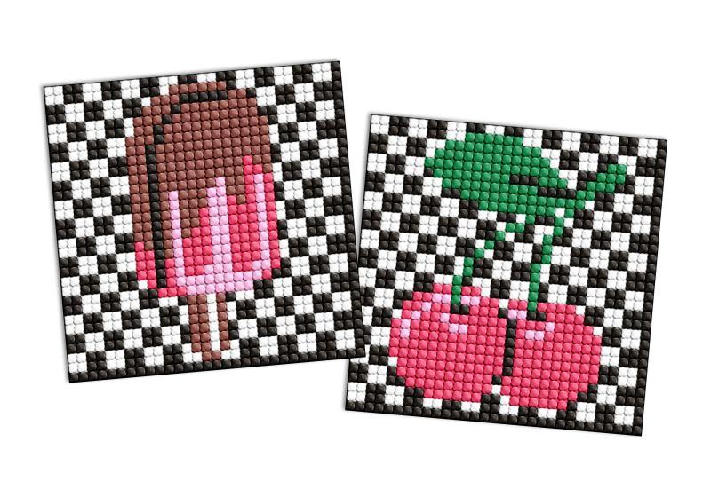 Алмазна мозаїка на магніті Вишні і морозиво, набір із 2 сюжетів 9х9 Ідейка (AMG1109), фото 1