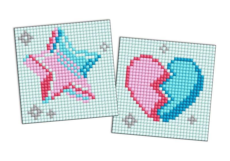 Алмазна мозаїка на магніті Зірка і розбите серце, набір із 2 сюжетів 9х9 Ідейка (AMG1187), фото 1