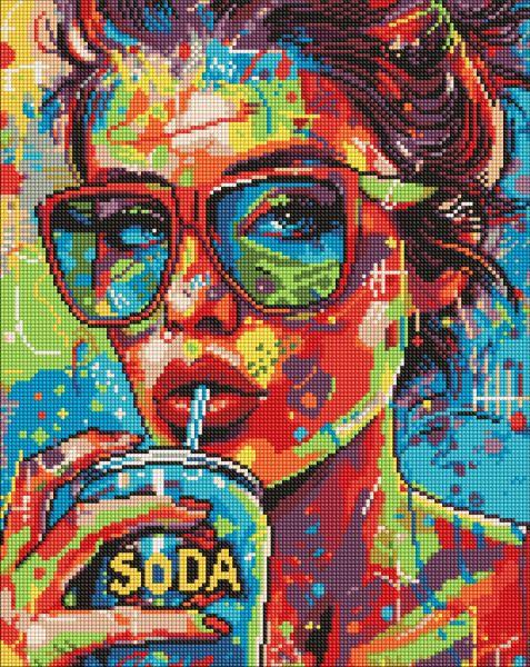 Алмазна мозаїка Дівчина з содовою art_selena_ua 40х50 Ідейка (AMO8070), фото 1