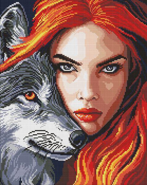 Алмазна мозаїка Руда з вовком art_selena_ua 40х50 Ідейка (AMO8239), фото 1