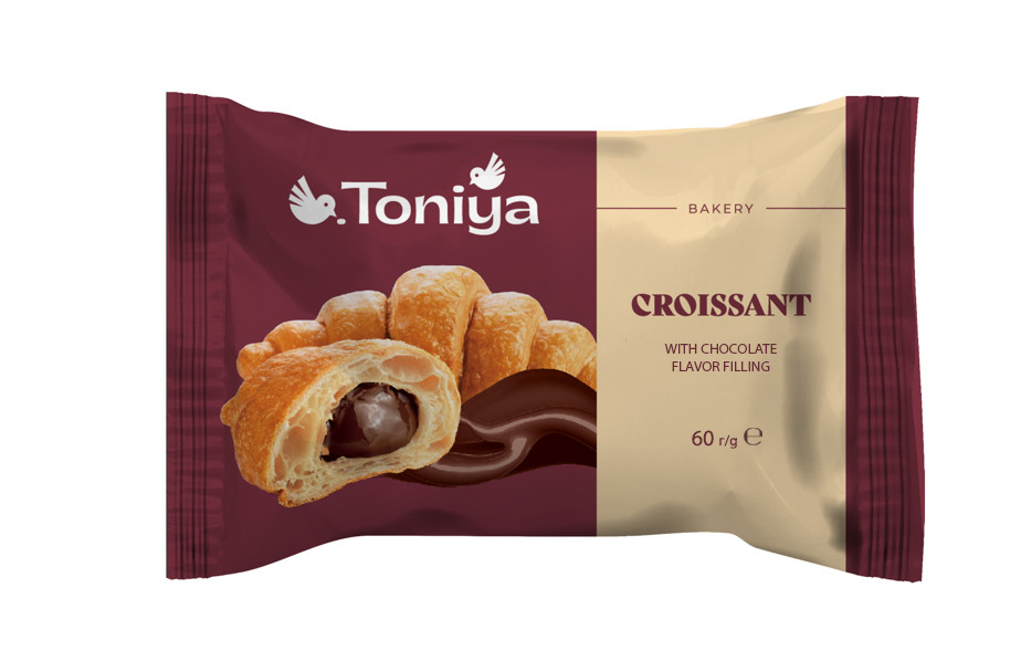 Круасан з наповнювачем з ароматом шоколаду (в індивідуальній упаковці) 1,8кг (30шт*60г) ТМ TONIYA, фото 1