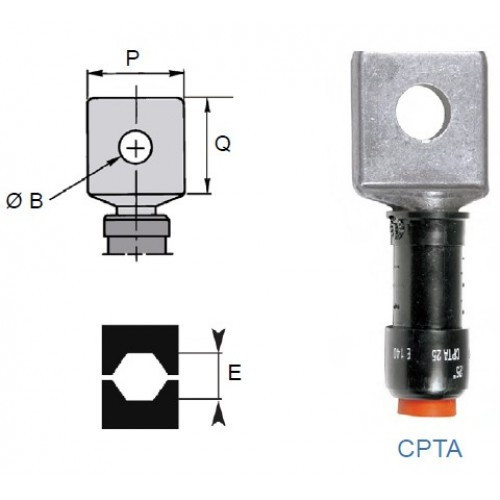 Наконечники що пресуються CPTA 95, алюмінієві, ізольовані, для підключення СІП, діелектричний корпус, фото 1