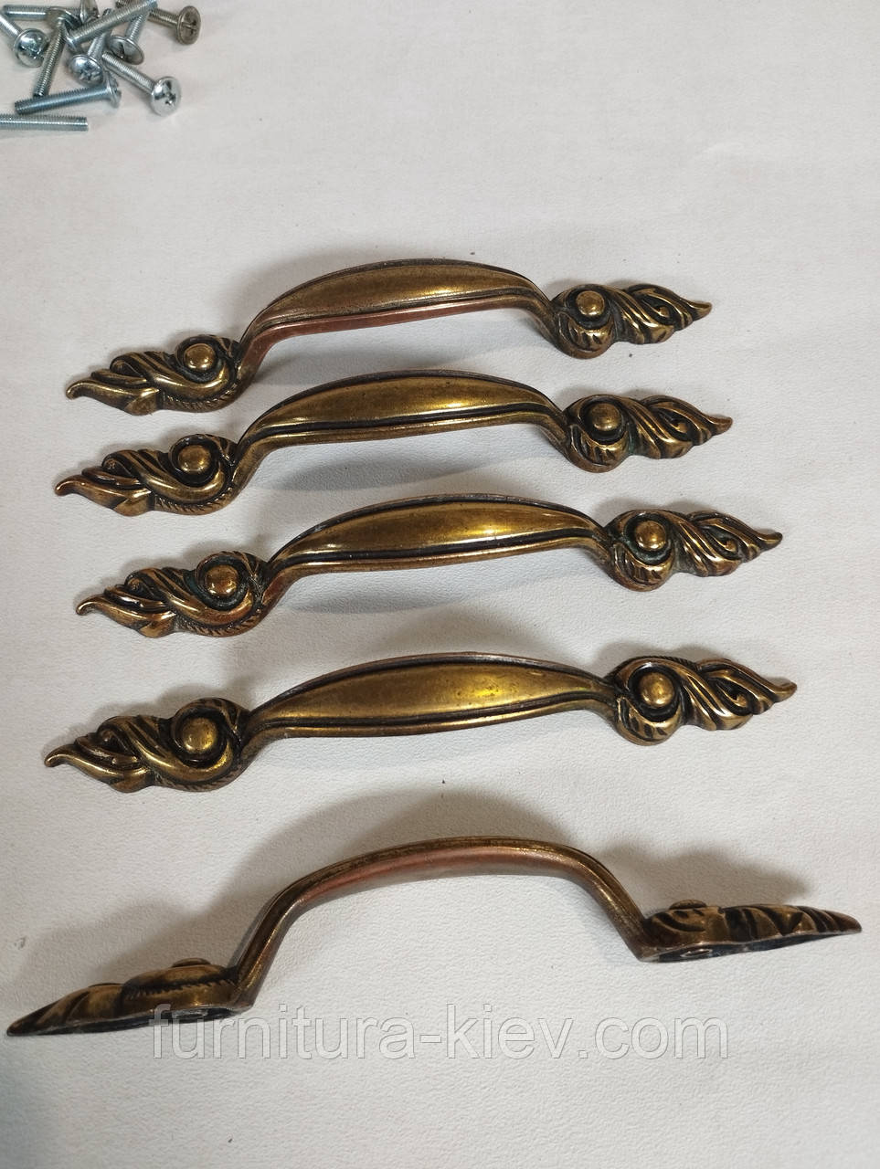 Ручки меблеві б/у 96мм Квітка 5шт, фото 1