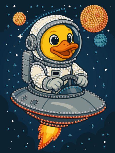 Алмазна мозаїка з частковою викладкою Качка в космосі art_selena_ua 15х20 Ідейка (AMV1202), фото 1