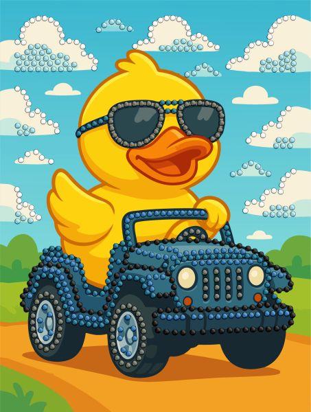 Алмазна мозаїка з частковою викладкою Качка на машині art_selena_ua 15х20 Ідейка (AMV1207), фото 1