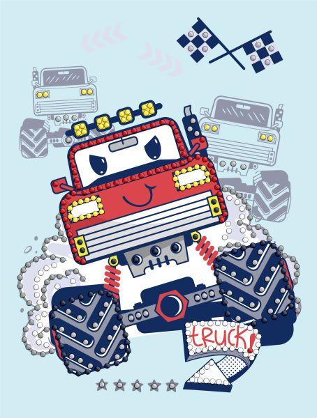 Алмазна мозаїка з частковою викладкою Червона машинка art_selena_ua 15х20 Ідейка (AMV1226), фото 1