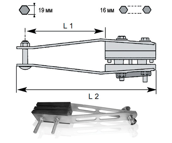 Натяжний затискач для кріплення 4-х жив РА-10, для анкерного кріплення ізольованих проводів, фото 1