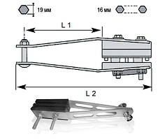 Натяжний затискач для кріплення 4-х жив РА-10, для анкерного кріплення ізольованих проводів