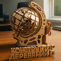 Дерев'яний конструктор 3D механічна модель пазл для збирання глобус S дерев'яний 125 деталей 10033