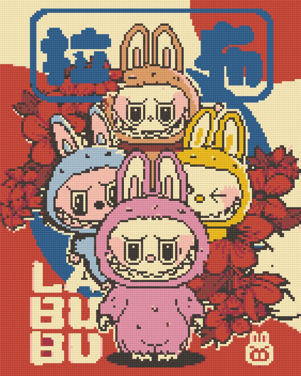 Алмазна мозаїка Монстрики Лабубу 40х50 см Орігамі (OD3502), фото 1