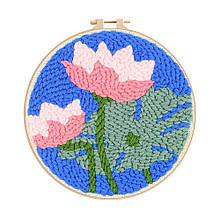 Набір для килимової вишивки "Квіти на синьому фоні", 20 см (з п'яльцями)