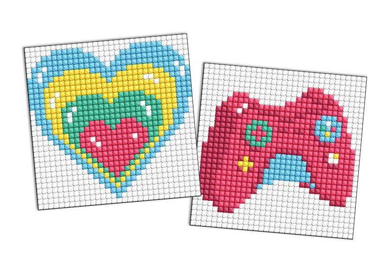 Алмазна мозаїка на стікері Серце і джостик, набір із 2 сюжетів 9х9 Ідейка (AMS1192), фото 1