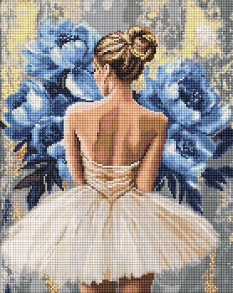 Алмазна мозаїка Балерина з блакитними півоніями art_selena_ua 40х50 Ідейка (AMO8350), фото 1