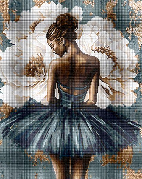 Алмазна мозаїка Балерина з білими півоніями art_selena_ua 40х50 Ідейка (AMO8352), фото 1