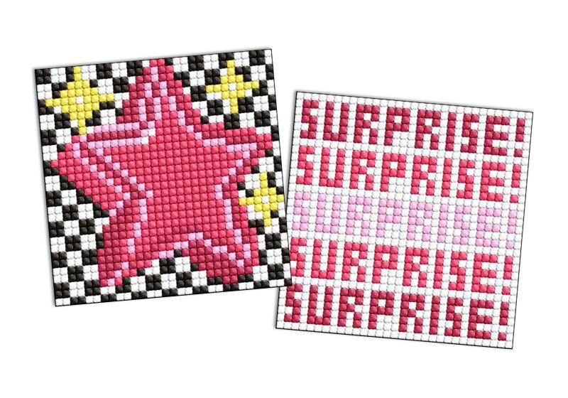 Алмазна мозаїка на стікері Сюрприз і зірка, набір із 2 сюжетів 9х9 Ідейка (AMS1199), фото 1