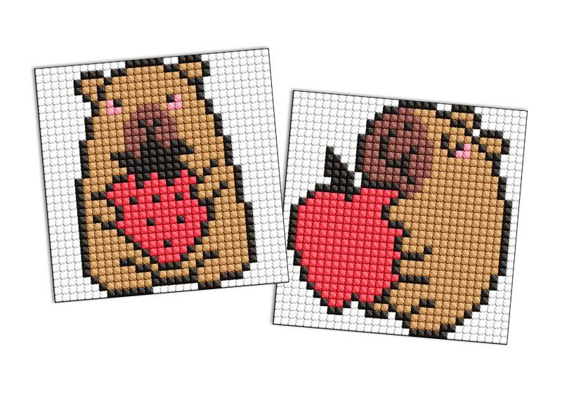 Алмазна мозаїка на магніті Капібара: полуниця та яблуко, набір із 2 сюжетів 9х9 Ідейка (AMG1173), фото 1