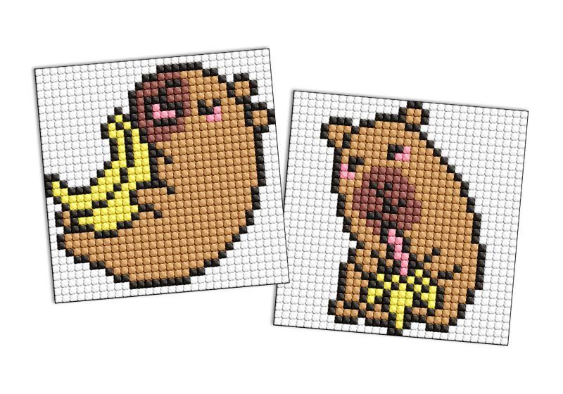 Алмазна мозаїка на магніті Капібара: банани, набір із 2 сюжетів 9х9 Ідейка (AMG1165), фото 1