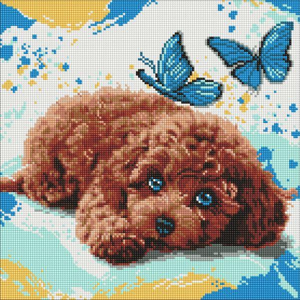 Алмазна мозаїка Милий пудель art_selena_ua 40х40 Ідейка (AMO8337), фото 1