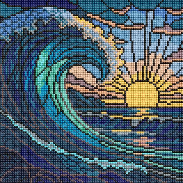 Алмазна мозаїка Вітраж. Хвиля art_selena_ua 30х30 Ідейка (AMO8320), фото 1