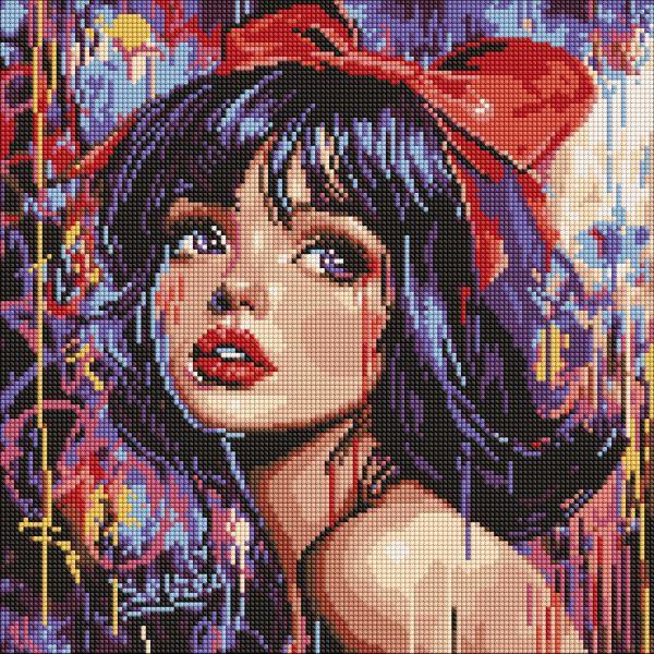 Алмазна мозаїка Сучасна Білосніжка art_selena_ua 40х40 Ідейка (AMO8315), фото 1