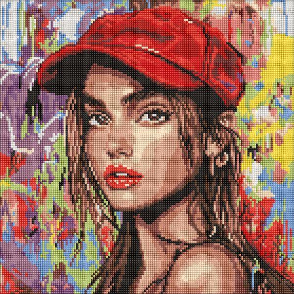 Алмазна мозаїка Сучасна Червона шапочка art_selena_ua 40х40 Ідейка (AMO8311), фото 1