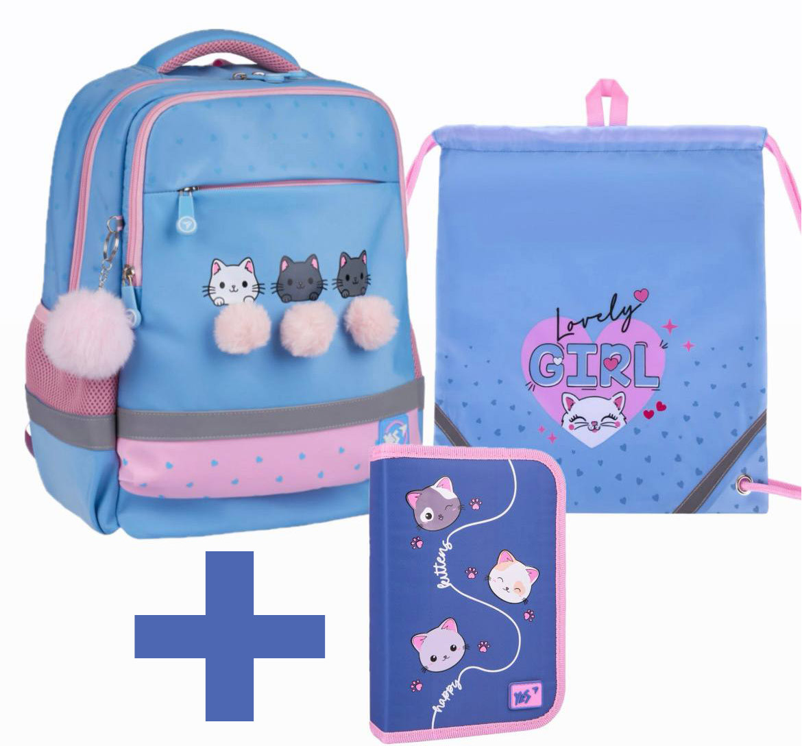 Набір рюкзак шкільний + пенал + сумка Meow-Meow S-52 Ergo Yes (559884K), фото 1