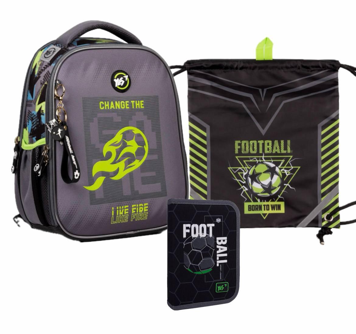 Набір рюкзак шкільний ортопедичний + пенал+ сумка Yes Football H-100 (559554K), фото 1