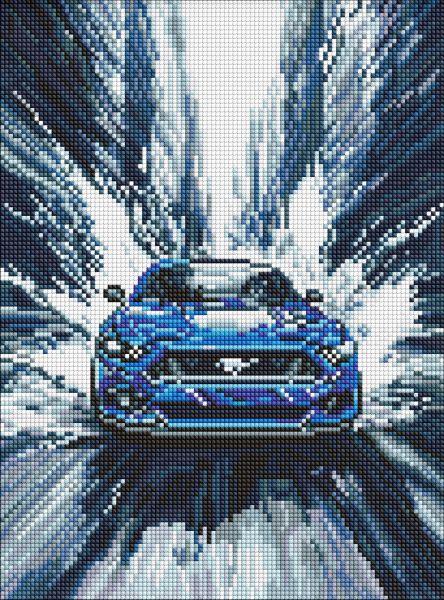Алмазна мозаїка Синій мустанг art_selena_ua 30х40 Ідейка (AMO8249), фото 1