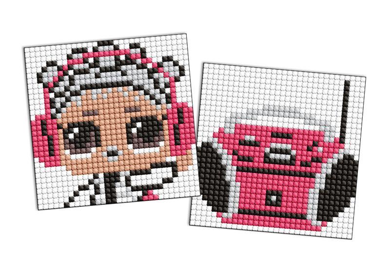 Алмазна мозаїка на магніті LOL і рожевий магнітофон, набір із 2 сюжетів 9х9 Ідейка (AMG1119), фото 1