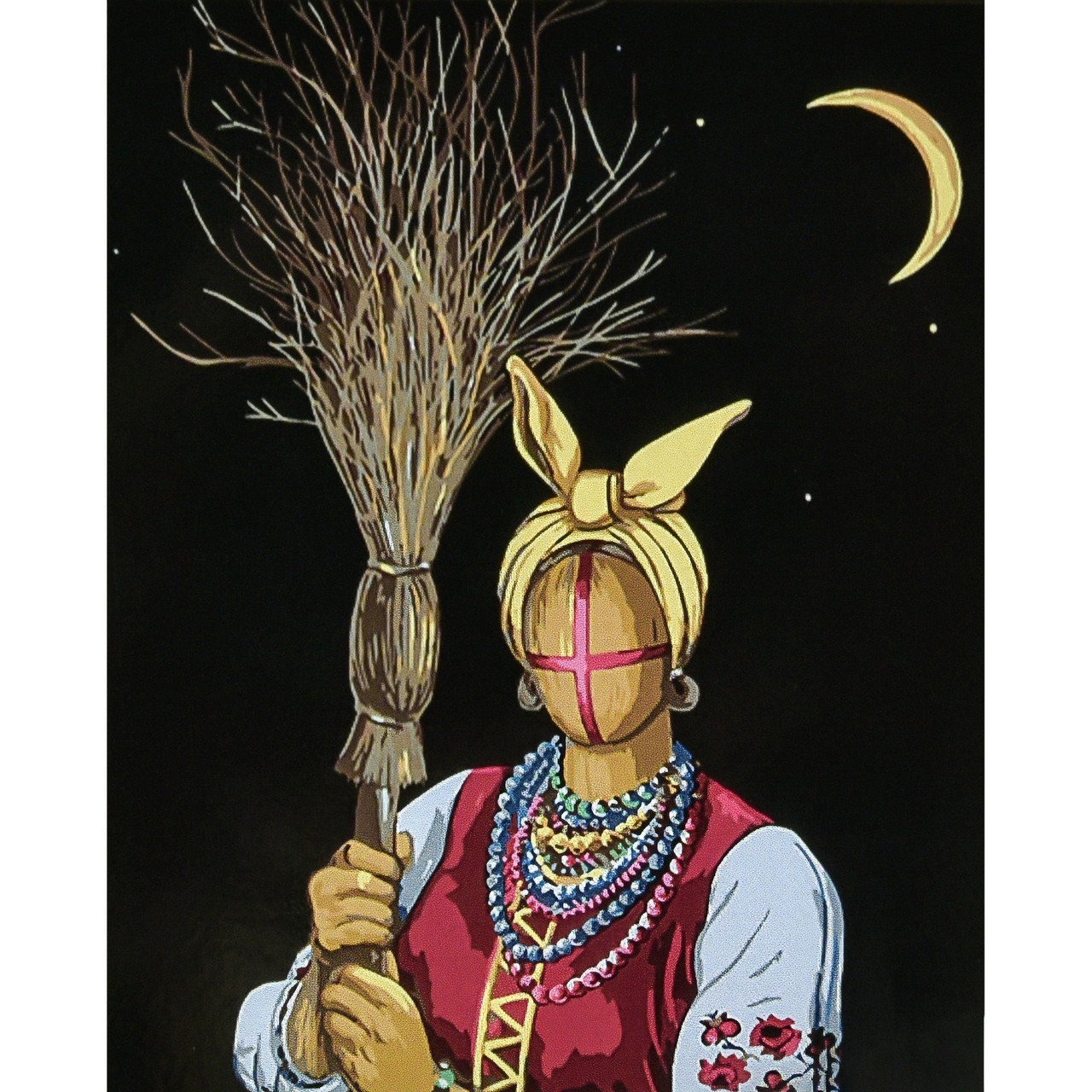 Картина за номерами Strateg Солоха на чорному фоні з лаком розміром 40х50 см (AH1148), фото 1