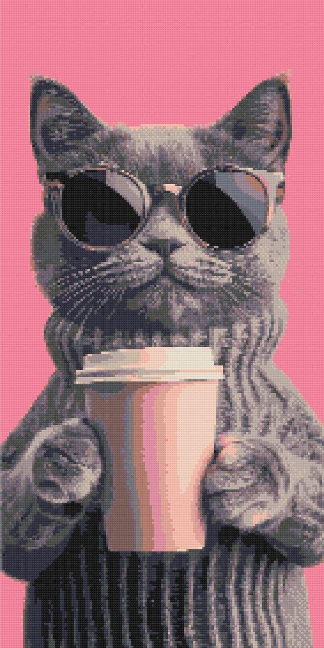 Алмазна мозаїка Котячий вайб 40*80 см Орігамі (OD5156), фото 1